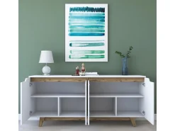 Buffet en bois "Gondol" - 180 x 45 x 79 cm - Blanc