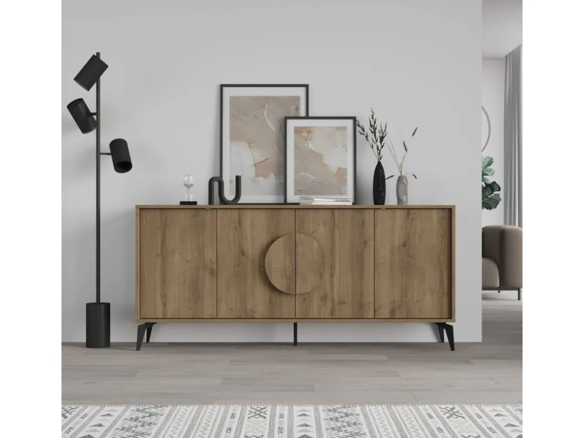 Buffet en bois "Gora Wide" - 180 x 36 x 82 cm - Marron