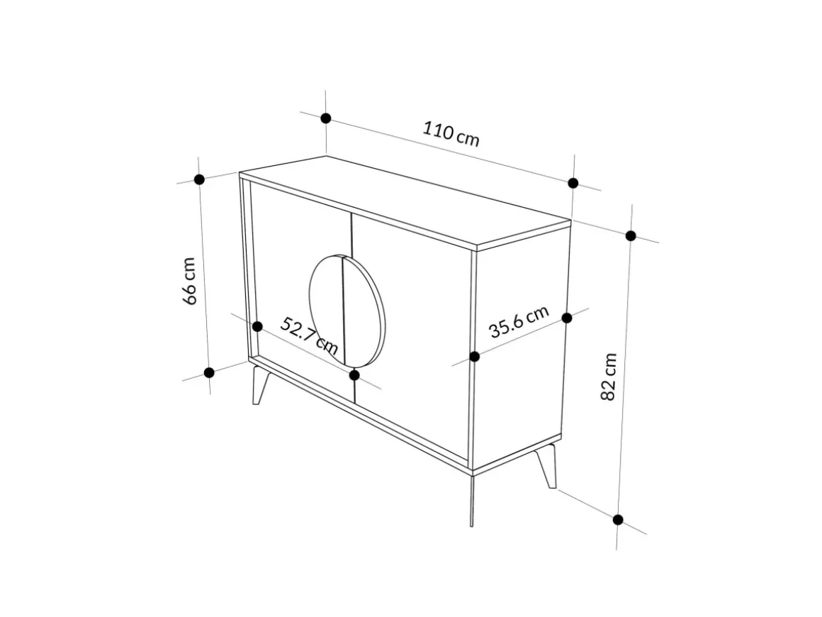Buffet en bois "Gora" - 110 x 36 x 82 cm - Moka léger