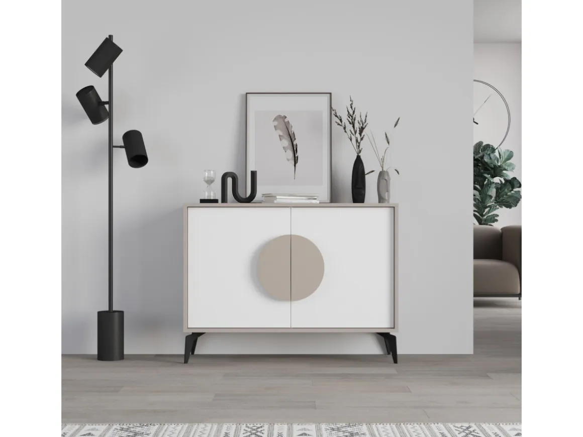 Buffet en bois "Gora" - 110 x 36 x 82 cm - Moka léger