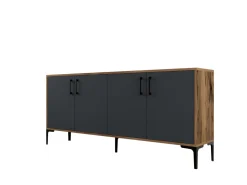 Buffet en bois "Kiev" - 180 x 35 x 78 cm - Gris anthracite
