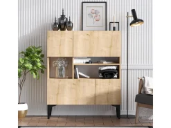 Buffet en bois "Krista" - 100 x 35 x 125 cm - Chêne Saphir