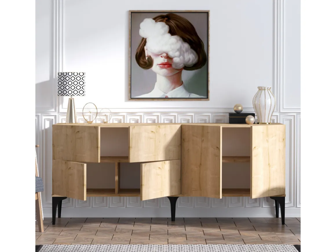 Buffet en bois "Laika" - 180 x 40 x 80 cm - Beige