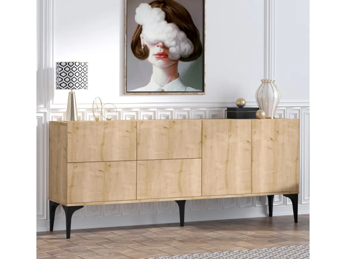Buffet en bois "Laika" - 180 x 40 x 80 cm - Beige