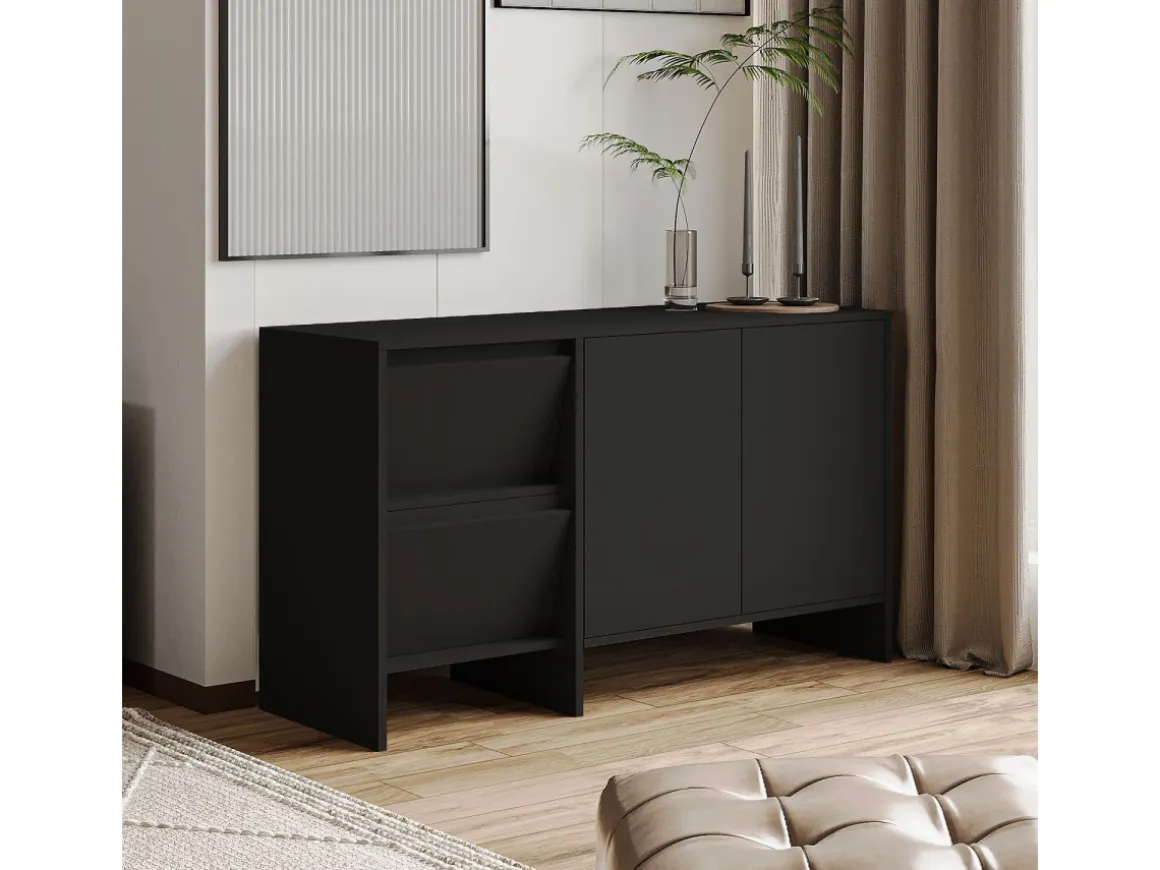 Buffet en bois "Laris 130" - 130 x 44 x 82 cm - Noir