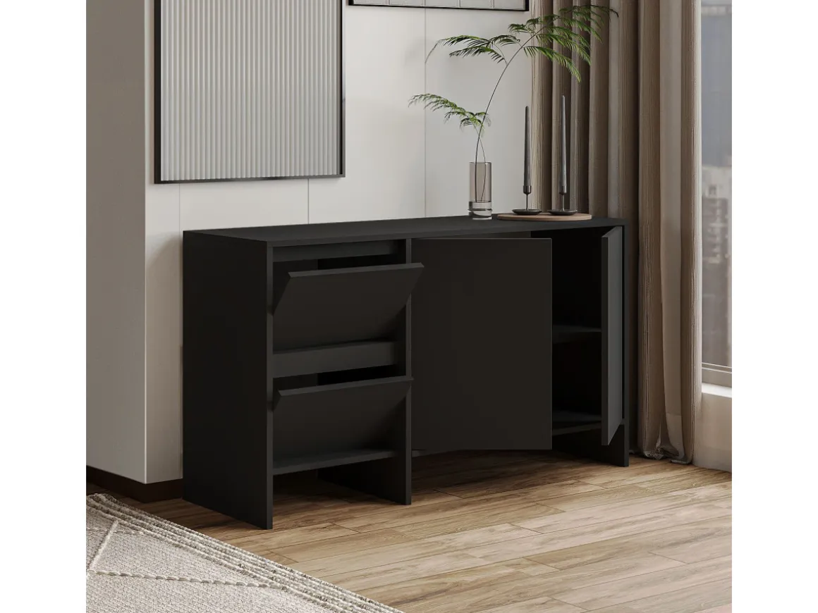 Buffet en bois "Laris 130" - 130 x 44 x 82 cm - Noir