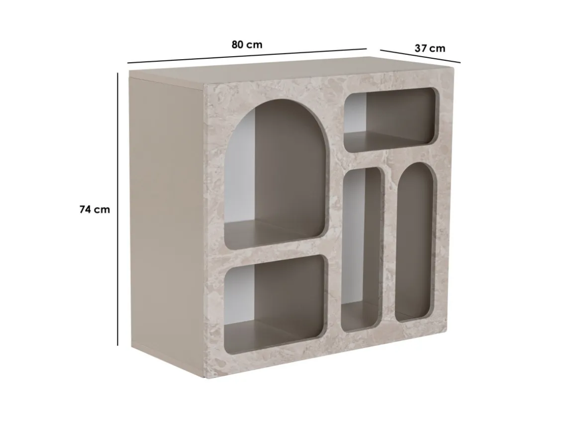 Buffet en bois "Lessa" - 80 x 37 x 74 cm - Travertin