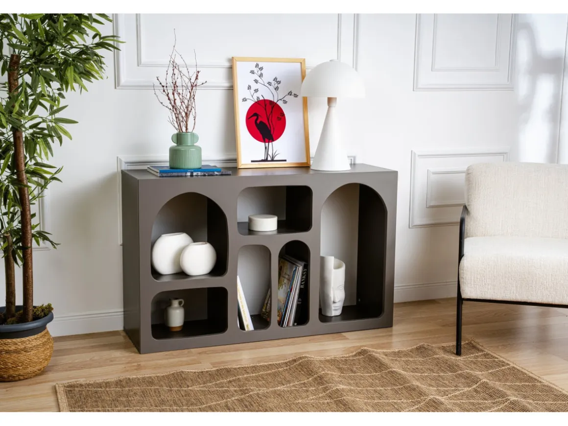 Buffet en bois "Liva 120" - 120 x 37 x 74 cm - Gris anthracite