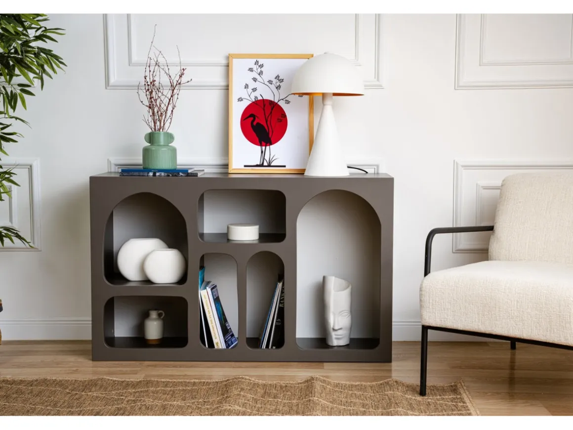 Buffet en bois "Liva 120" - 120 x 37 x 74 cm - Gris anthracite