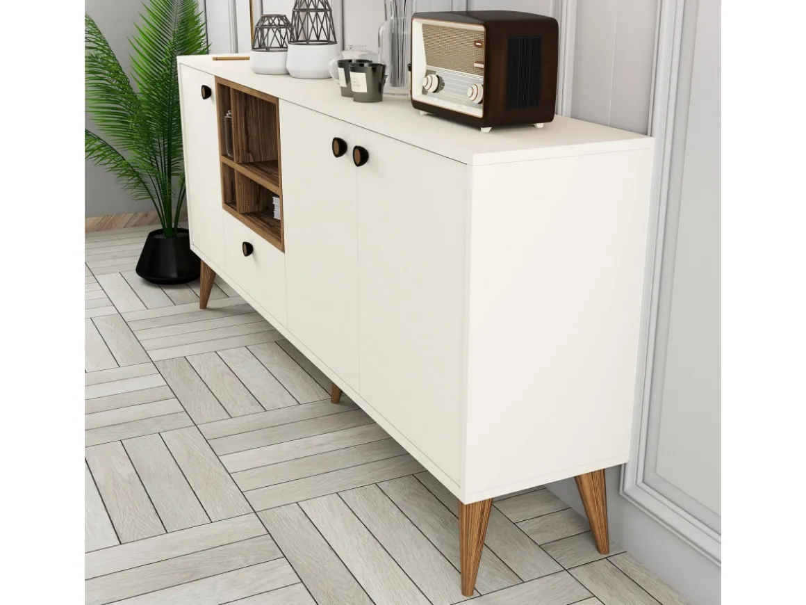 Buffet en bois "Napoli" - 180 x 35 x 81 cm - Crème