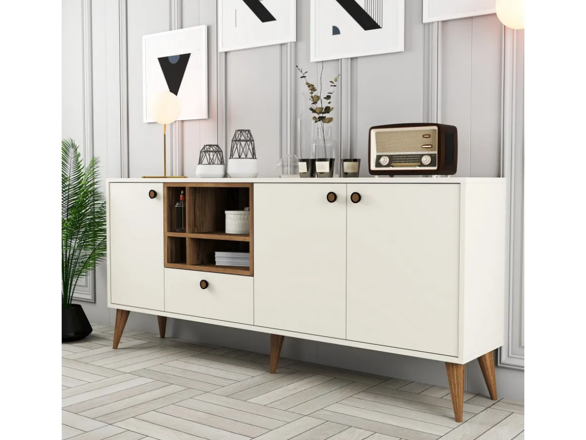 Buffet en bois "Napoli" - 180 x 35 x 81 cm - Crème