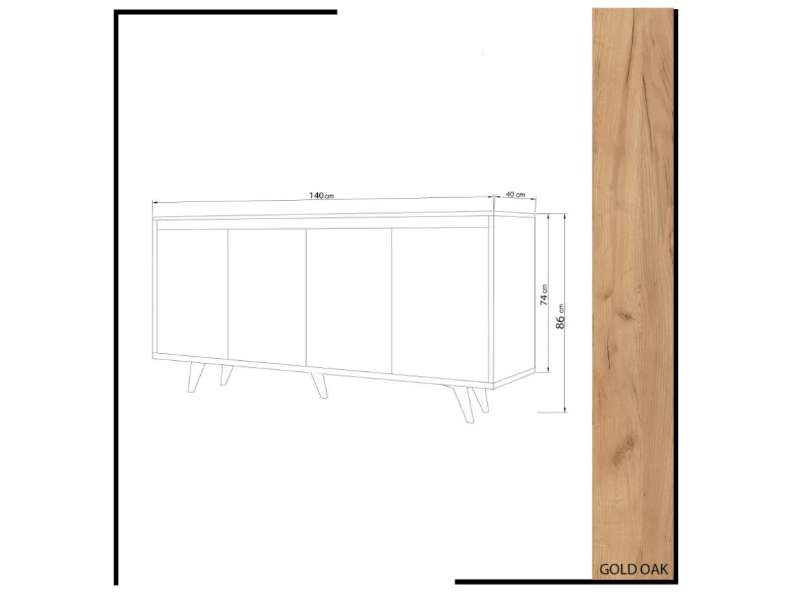 Buffet en bois "Nossa" - 140 x 40 x 86 cm - Marron