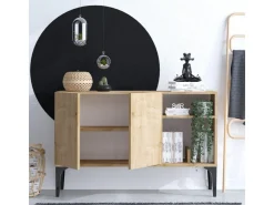 Buffet en bois "Oscar" - 120 x 40 x 80 cm - Chêne Saphir Noir