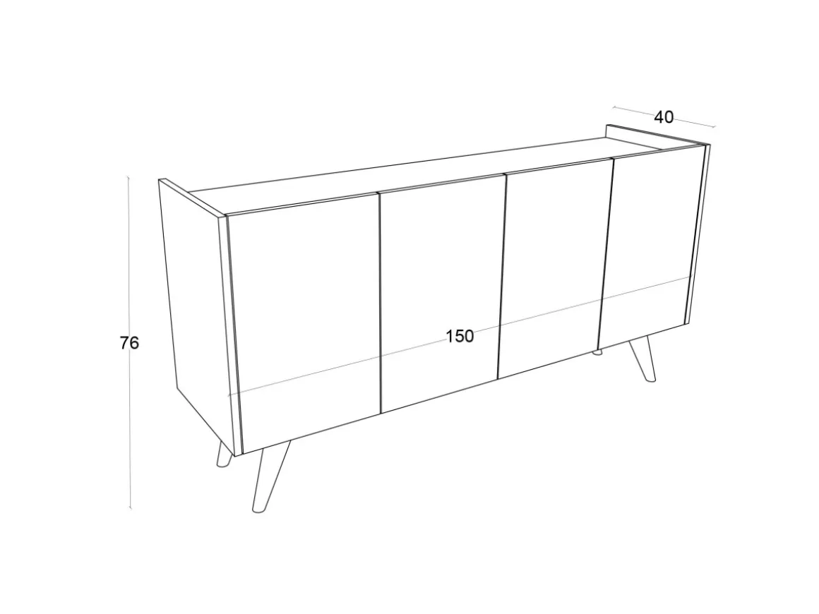 Buffet en bois "Pekin" - 150 x 40 x 76 cm - Marron