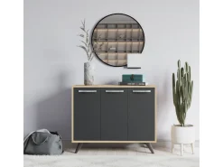 Buffet en bois "Piffa" - 100 x 35 x 82 cm - Gris anthracite