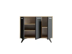 Buffet en bois "Piffa" - 100 x 35 x 82 cm - Gris anthracite