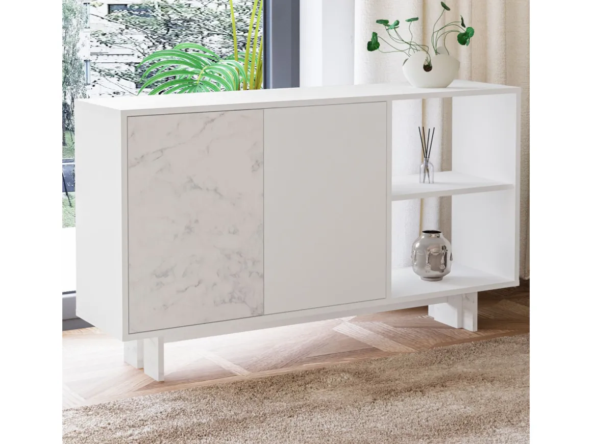 Buffet en bois "Ravello" - 140 x 35 x 80 cm - Blanc