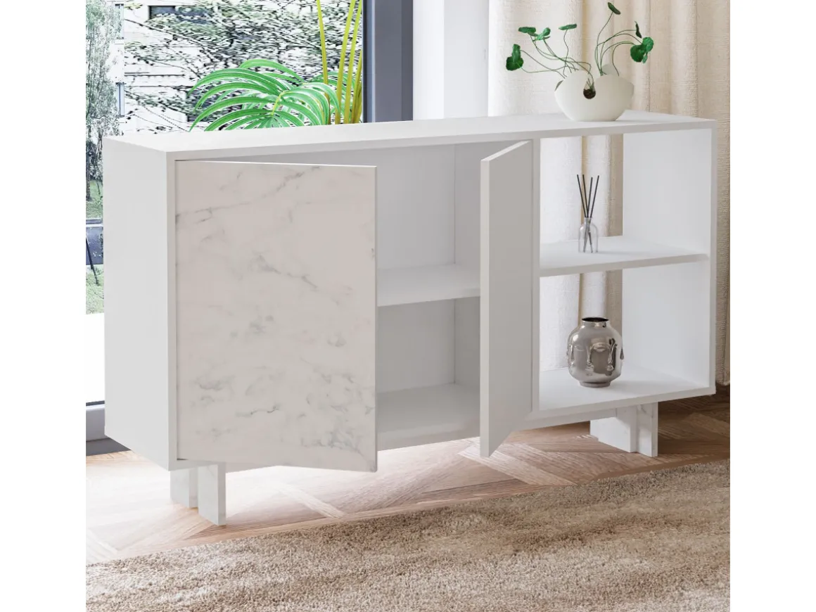 Buffet en bois "Ravello" - 140 x 35 x 80 cm - Blanc