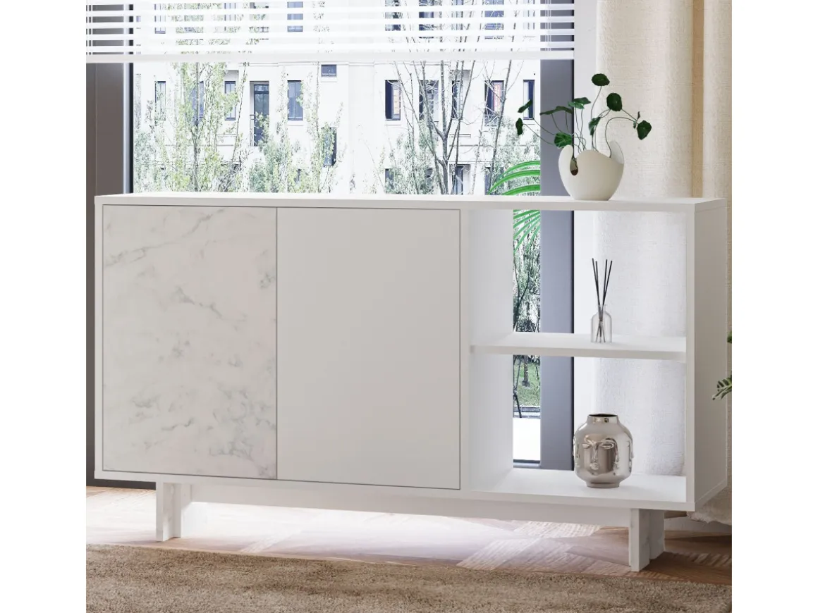 Buffet en bois "Ravello" - 140 x 35 x 80 cm - Blanc