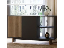 Buffet en bois "Ravello" - 140 x 35 x 80 cm - Gris anthracite