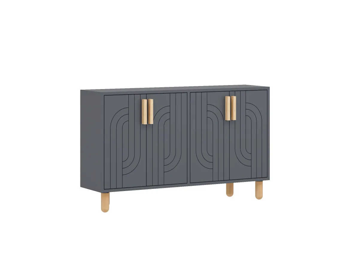 Buffet en bois "Rodney" - 120 x 30 x 74 cm - Gris anthracite