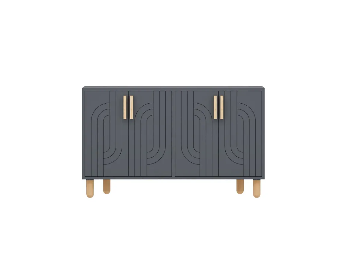 Buffet en bois "Rodney" - 120 x 30 x 74 cm - Gris anthracite