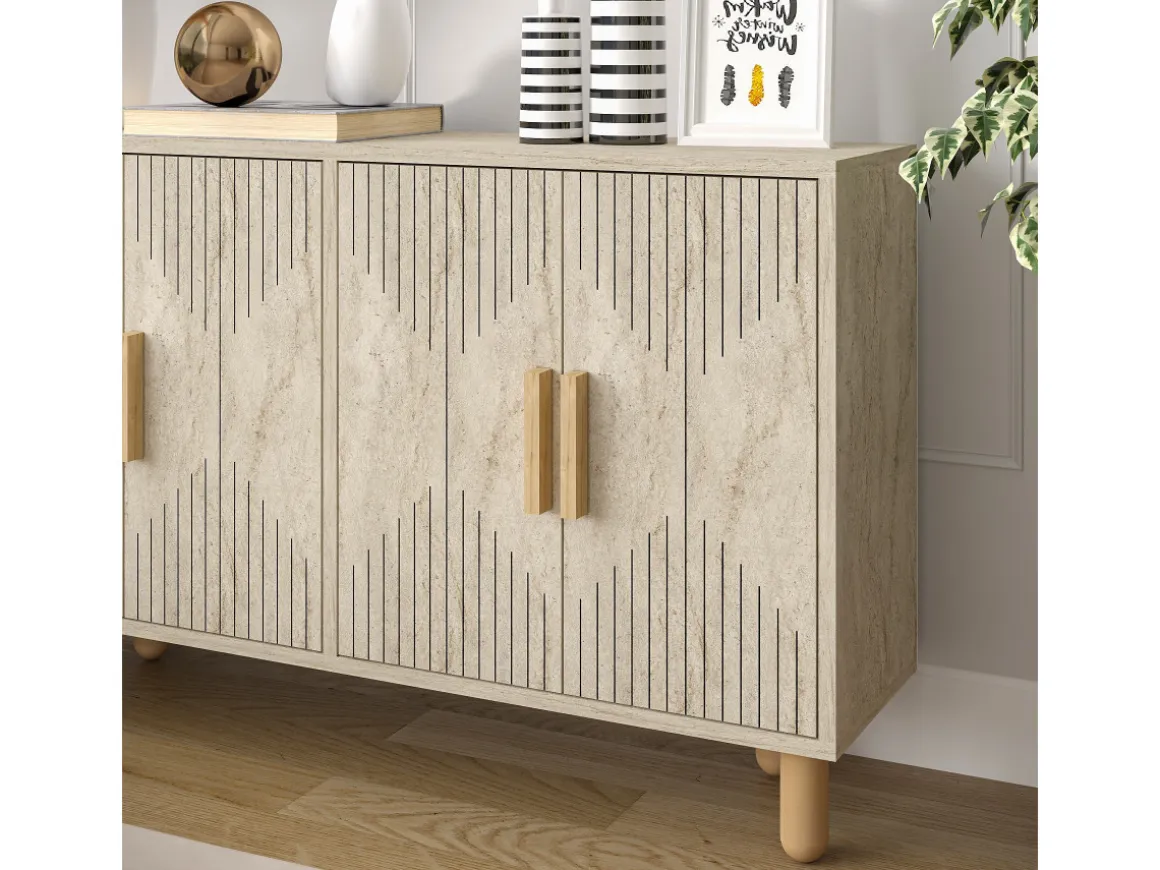 Buffet en bois "Roger" - 120 x 30 x 74 cm - Travertin