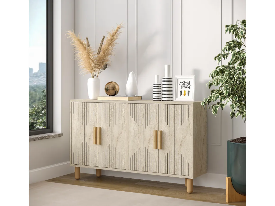 Buffet en bois "Roger" - 120 x 30 x 74 cm - Travertin