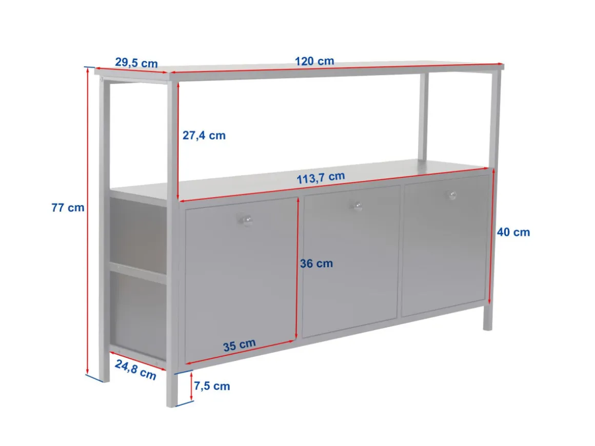 Buffet en bois "Solace" - 120 x 30 x 77 cm - Blanc