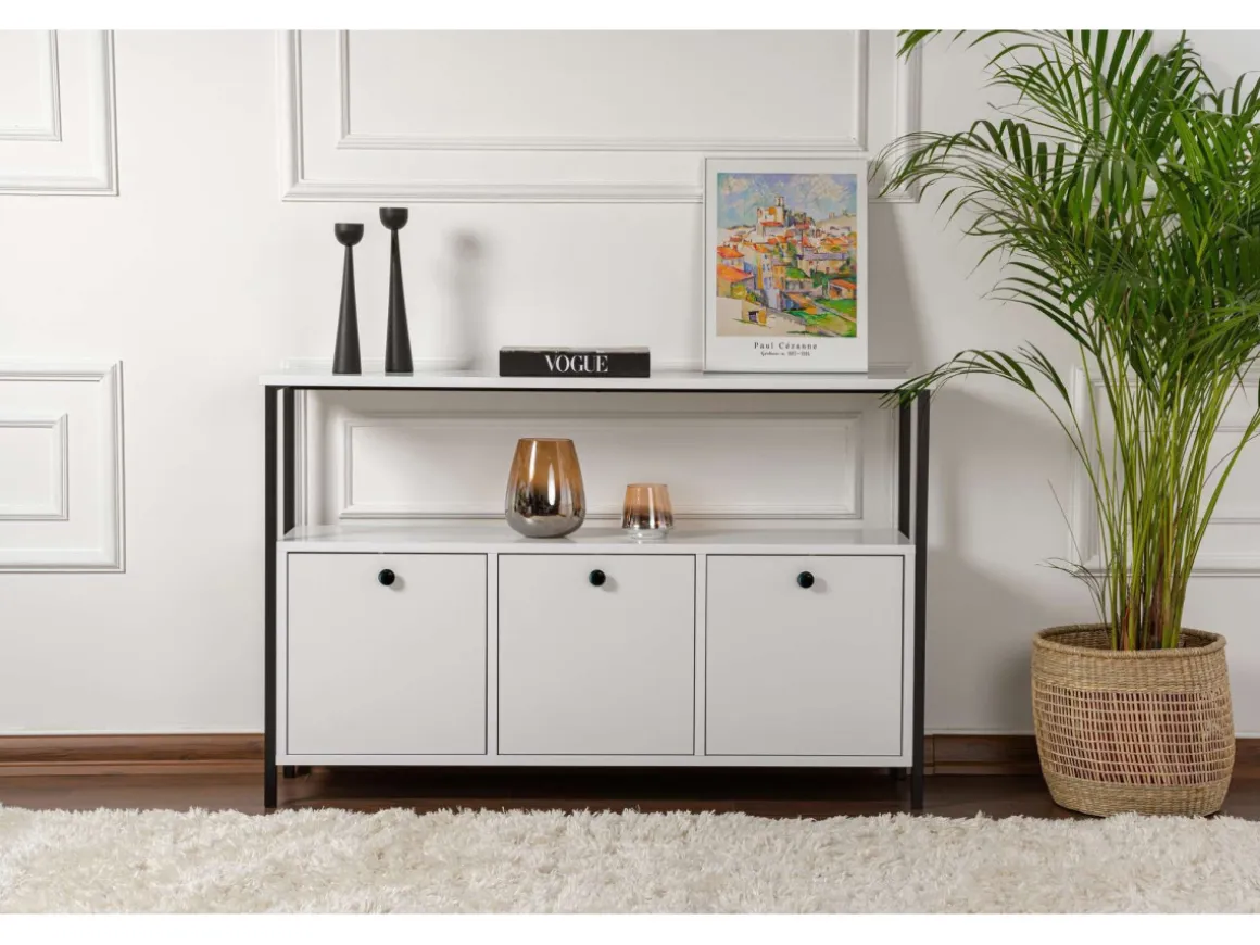 Buffet en bois "Solace" - 120 x 30 x 77 cm - Blanc
