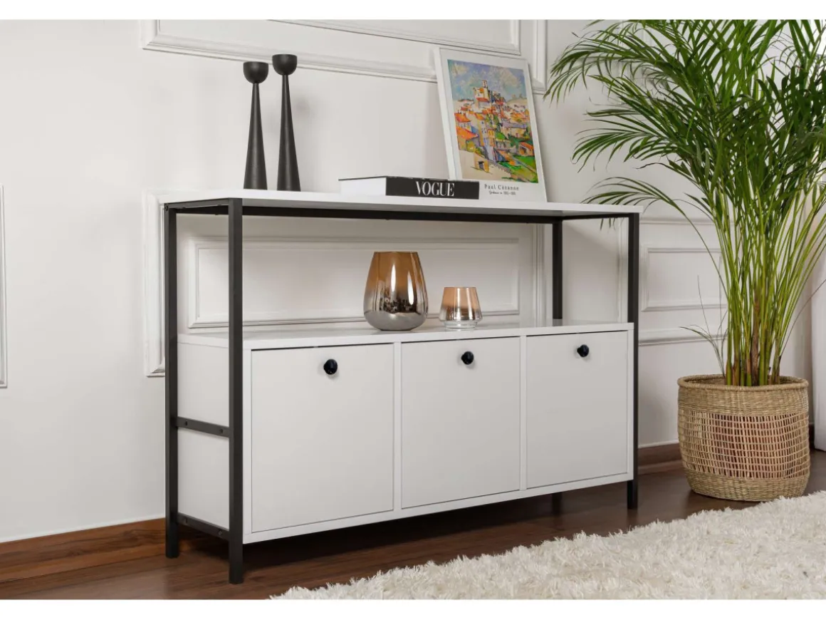 Buffet en bois "Solace" - 120 x 30 x 77 cm - Blanc