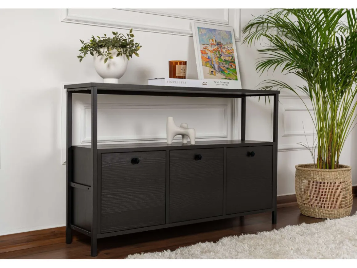 Buffet en bois "Solace" - 120 x 30 x 77 cm - Noir