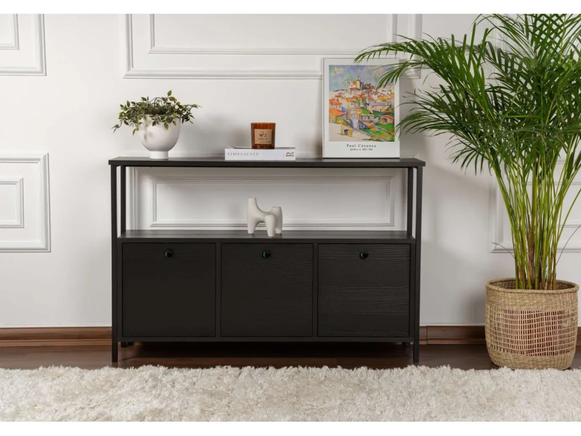 Buffet en bois "Solace" - 120 x 30 x 77 cm - Noir