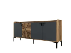 Buffet en bois "Venedik" - 180 x 35 x 78 cm - Gris anthracite