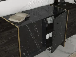 Buffet en bois "Veyron" - 180 x 46 x 75 cm - Noir Or