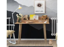Bureau avec étagère en bois "Rammi" - 100 x 60 x 94 cm - Marron