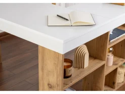 Bureau d'étude en bois "Vesper" - 130 x 120 x 72 cm - Pin blanc de l'Atlantique