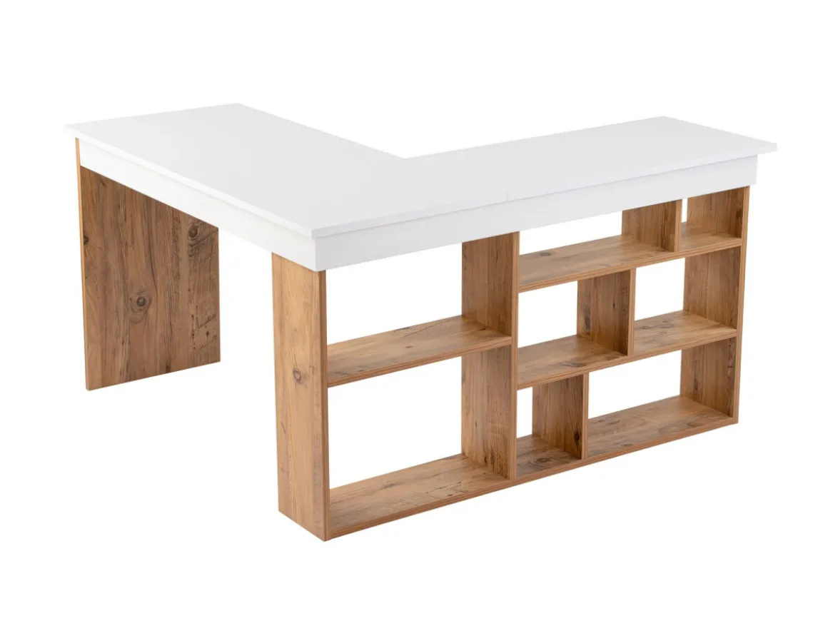 Bureau d'étude en bois "Vesper" - 130 x 120 x 72 cm - Pin blanc de l'Atlantique