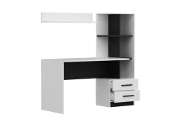 Bureau en bois "Alaska" - 146 x 60 x 142 cm - Blanc, Noir