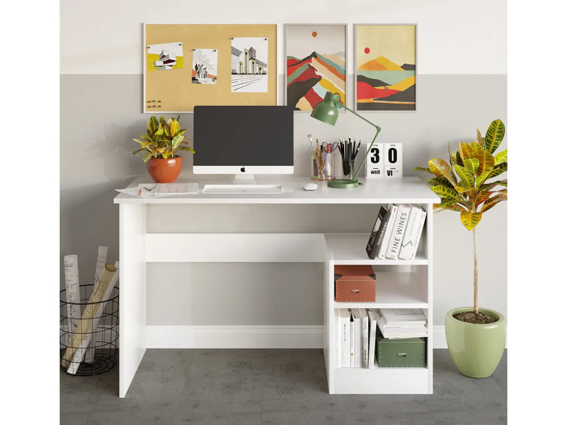 Bureau en bois "Bahar" - 120 x 50 x 74 cm - Blanc
