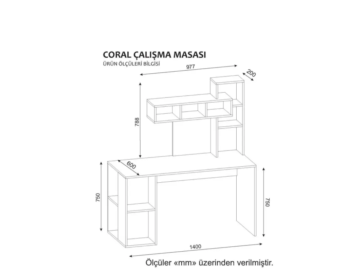 Bureau en bois "Coral" - 140 x 60 x 153 cm - Cordoue blanche