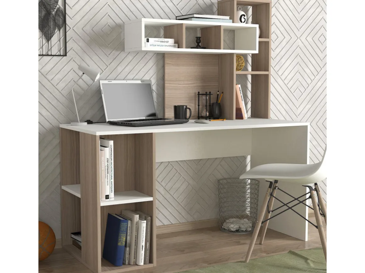 Bureau en bois "Coral" - 140 x 60 x 153 cm - Cordoue blanche