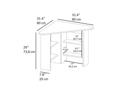 Bureau en bois "Corner " - 80 x 80 x 73 cm - Blanc