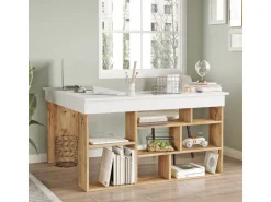Bureau en bois "CT5" - 129 x 120 x 72 cm - Pin atlantique Blanc