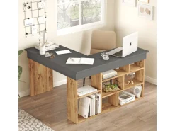 Bureau en bois "CT5" - 129 x 120 x 72 cm - Pin atlantique Anthracite