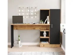 Bureau en bois "CT2" - 152 x 40 x 120 cm - Pin atlantique Noir