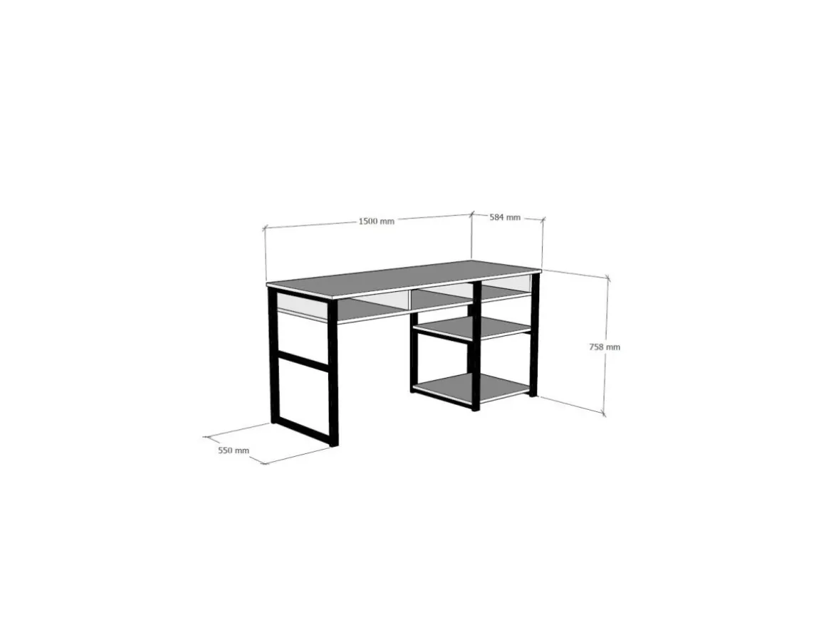 Bureau en bois "Emro" - 150 x 58 x 75 cm - Noyer Noir