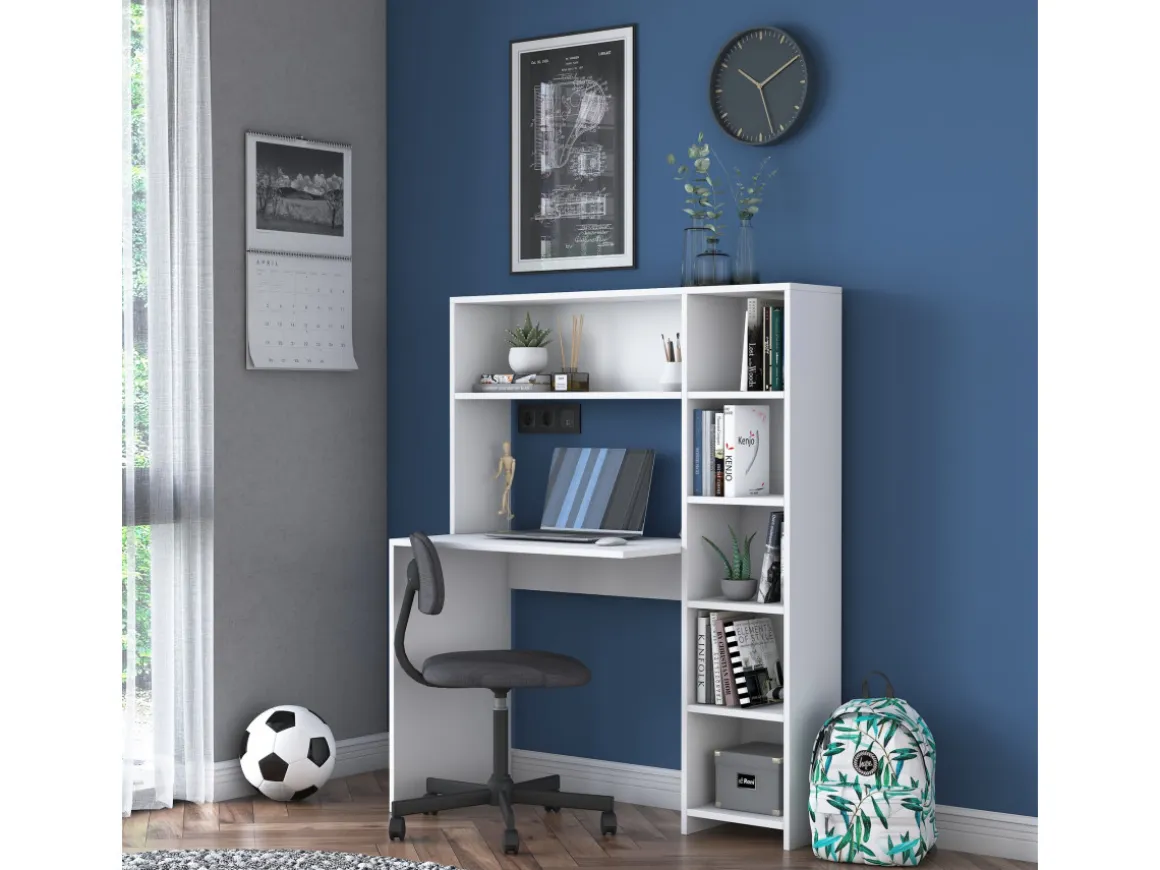 bureau en bois "Haham" 113 x 40 x 142 cm - Blanc