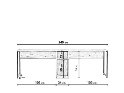 Bureau en bois "Ikili Calisma" - 240 x 60 x 74 cm - Pin atlantique Noir