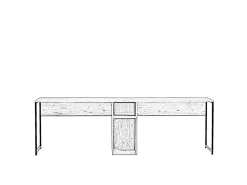 Bureau en bois "Ikili Calisma" - 240 x 60 x 74 cm - Pin atlantique Noir